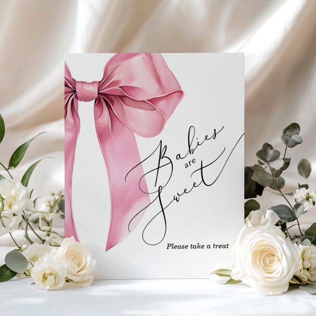 Spädbarn är söt att ta en rosa Bow babydusch Poster (Skapare uppladdad)