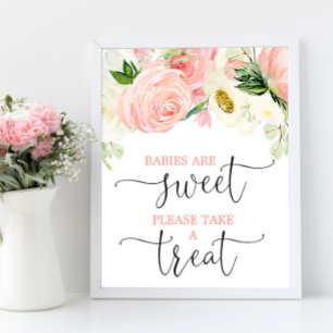 Spädbarn är söt att ta hand om rosa guld blommigt poster