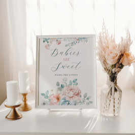 Spädbarn är söt Dusty Blue Baby Shower Poster