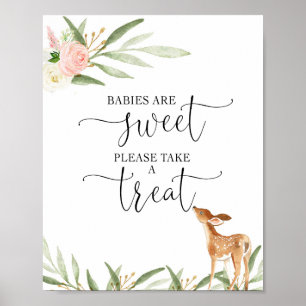 Spädbarn är söt rosa guld hjort babydusch poster