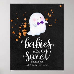 Spädbarn är söta Halloween Baby Shower-skylt Poster