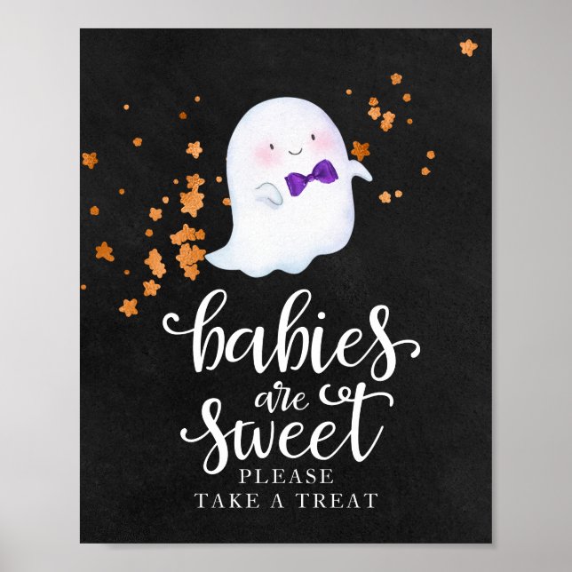 Spädbarn är söta Halloween Baby Shower-skylt Poster (Framsidan)