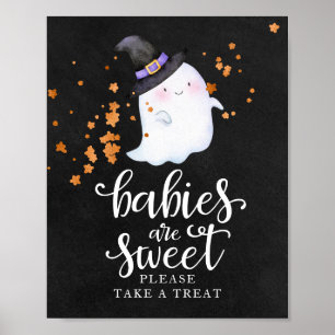 Spädbarn är söta Halloween Baby Shower-skylt Poster
