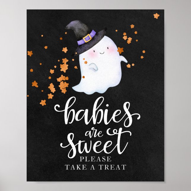 Spädbarn är söta Halloween Baby Shower-skylt Poster (Framsidan)