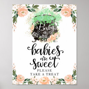 Spädbarn är söta Halloween flicka baby shower skyl Poster