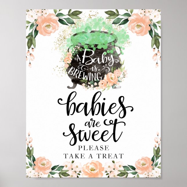 Spädbarn är söta Halloween flicka baby shower skyl Poster (Framsidan)