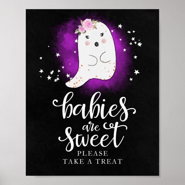 Spädbarn är söta, ta gärna en godis-skylt poster (Framsidan)