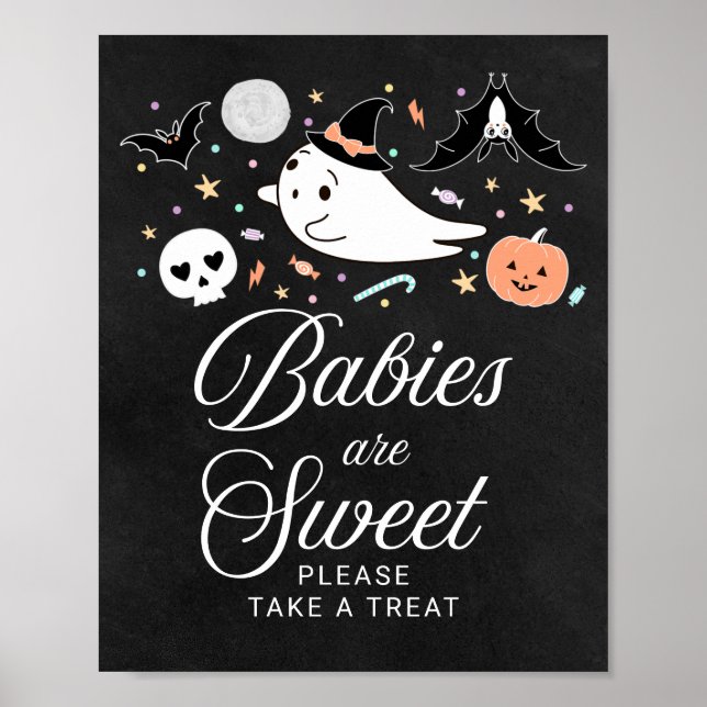 Spädbarn är Sweet Halloween Baby Shower-skylt Poster (Framsidan)