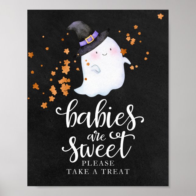 Spädbarn är Sweet Halloween Baby Shower-skylt Poster (Framsidan)