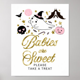 Spädbarn är Sweet Halloween Baby Shower-skylt Poster