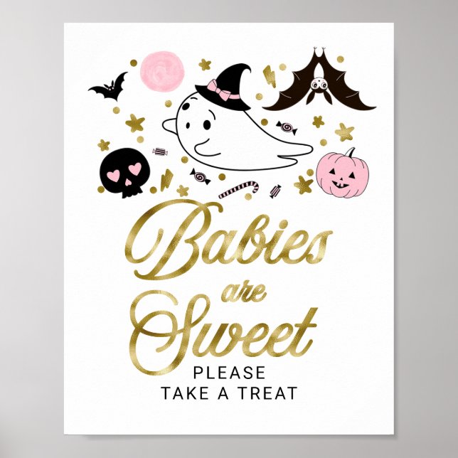 Spädbarn är Sweet Halloween Baby Shower-skylt Poster (Framsidan)