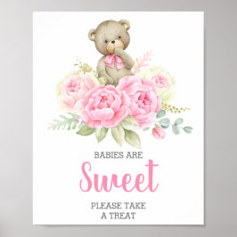 Spädbarn är Sweet Rosa Bear-tecken Poster