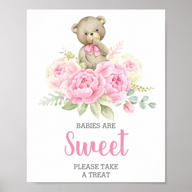 Spädbarn är Sweet Rosa Bear-tecken Poster (Framsidan)