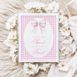 Spädbarn är Sweet Rosa Bow Ginham Baby Shower Sign Poster