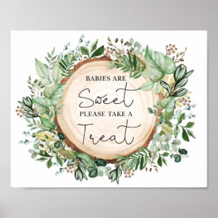 Spädbarn är Sweet Rustic Greenery Baby Shower Favo Poster