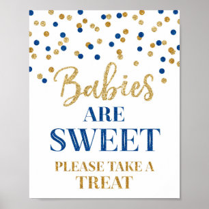 Spädbarn är Sweet Sign Guld Mörk blått Confetti Poster