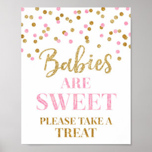 Spädbarn är Sweet Sign Guld Rosa Confetti Poster