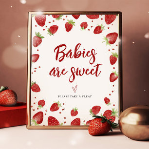 Spädbarn är Sweet Strawbär Baby Shower Sign Sign Poster