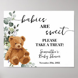 Spädbarn är Sweet Ta en Beat Bear Greenery Shower Poster