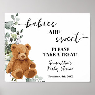 Spädbarn är Sweet Ta en Beat Bear Greenery Shower Poster