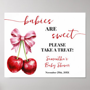 Spädbarn är Sweet Ta en Beat Cherry Baby Shower Poster