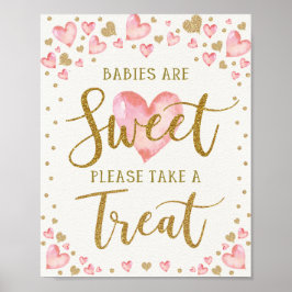 Spädbarn är Sweet Ta en Rosa Guld Hearts Poster