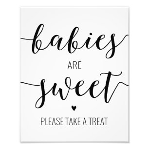 Spädbarn är Sweet Ta ett Treat Baby Shower-tecken Fototryck