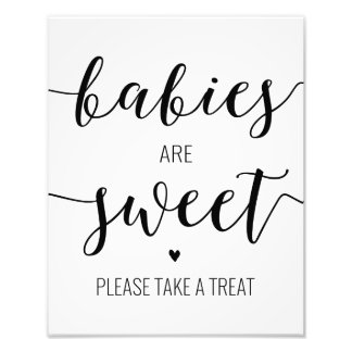 Spädbarn är Sweet Ta ett Treat Baby Shower-tecken Fototryck