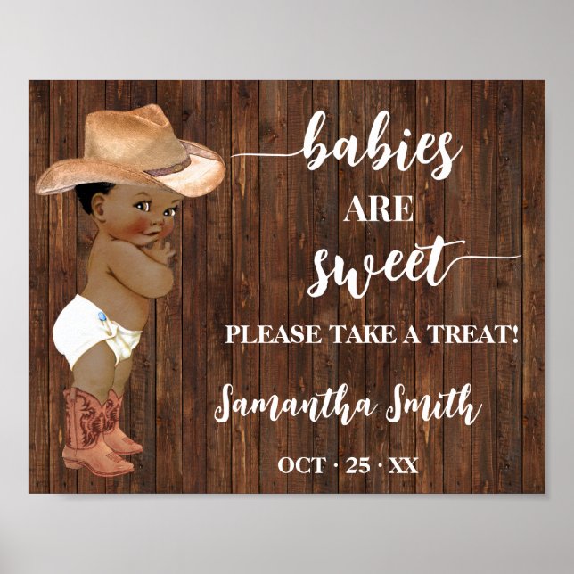 Spädbarn är Sweet Take Treat A Cowboy Baby Shower Poster (Framsidan)