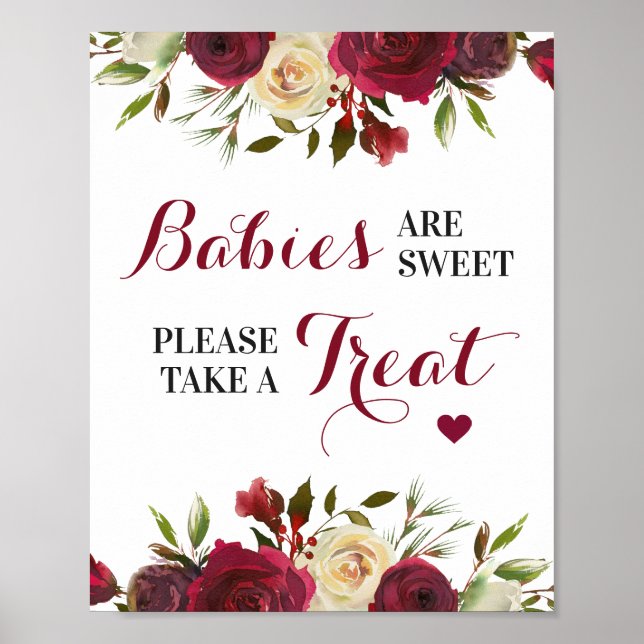 Spädbarn är Sweet Take Treat Fall Baby Shower Sign Poster (Framsidan)