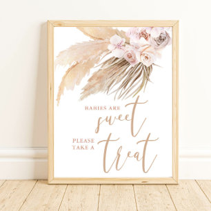 Spädbarn är Sweet tar en pampas-grässymbol. Poster