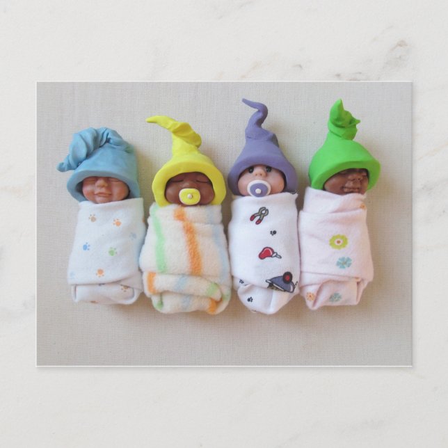 Spädbarn av skipningslera: Polymer Clay Sculpture Vykort (Framsida)