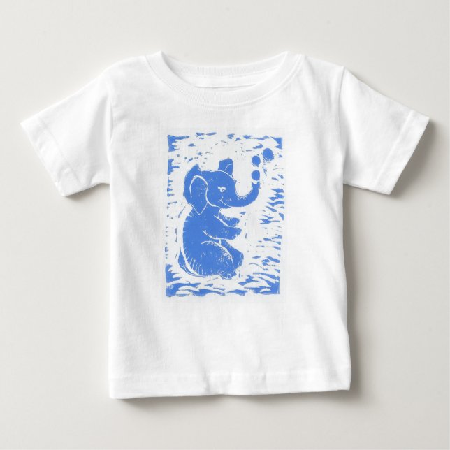 Spädbarn Baby blue Elefantblåsbubblor T-shirt (Framsida)