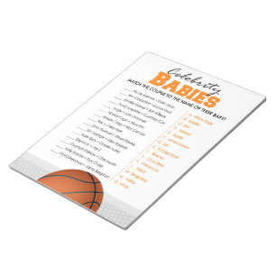 Spädbarn Basketball Baby Shower Game Pack Anteckningsblock