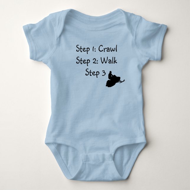 Spädbarn (blå Crawl, Walk, Ride) Tee (Framsida)