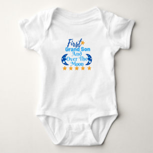 Spädbarn Bodydräkt -First Grandson Print Body Kost T Shirt