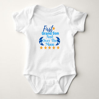 Spädbarn Bodydräkt -First Grandson Print Body Kost T Shirt