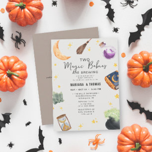 Spädbarn Brev Twillingars Neutralt Halloween Baby Inbjudningar