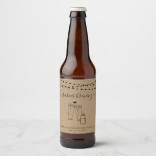 Spädbarn Brewing Beer Couple's Baby Shower Ölflaska Etikett