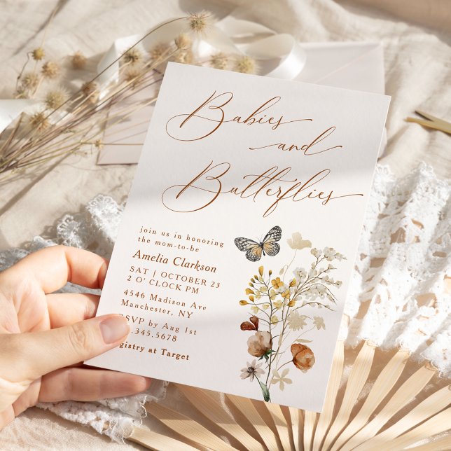 Spädbarn & Butterflies Elegant Baby Shower Inbjudningar (Skapare uppladdad)