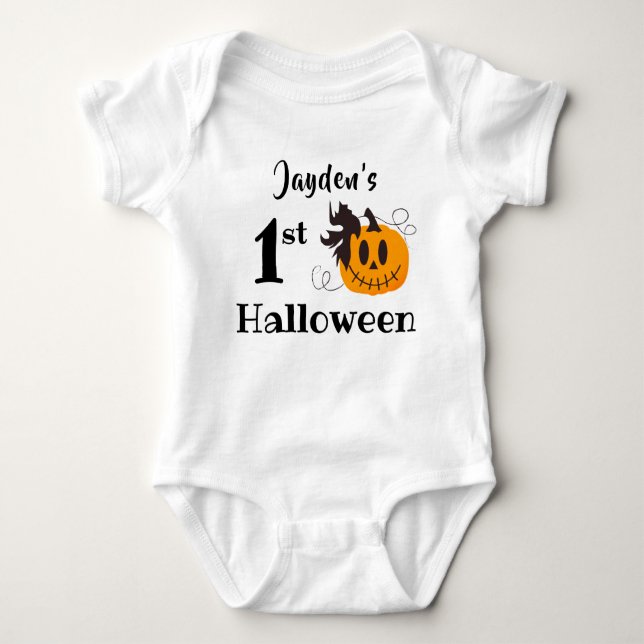 Spädbarn First Halloween Jack o lantern T Shirt (Framsida)
