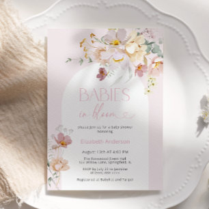 Spädbarn för Rosa Blommigt i Bloom Baby Shower Inbjudningar