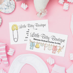 Spädbarn i baby Clothesline Sewing Boutique Visitkort