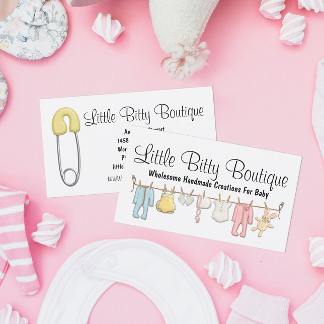 Spädbarn i baby Clothesline Sewing Boutique Visitkort (Skapare uppladdad)