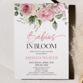 Spädbarn i Blommigten Rosa i Bloom  Många Baby Sho Inbjudningar