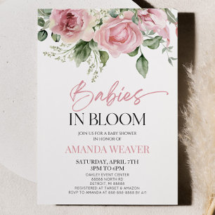 Spädbarn i Blommigten Rosa i Bloom Många Baby Sho Inbjudningar