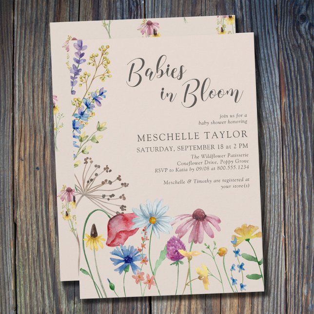 Spädbarn i Bloom Land Wildblomme Baby Shower Inbjudningar (Skapare uppladdad)