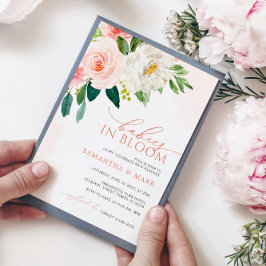 Spädbarn i Bloom  Rosa Twillingar Baby Shower Inbjudningar