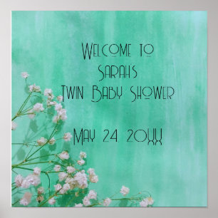 Spädbarn i Bloom Vår Twillingar Baby Shower Poster