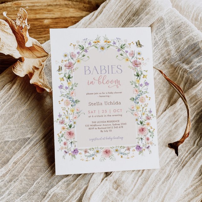 Spädbarn i Bloom Wildblomma Twin Baby Shower Inbjudningar (Skapare uppladdad)